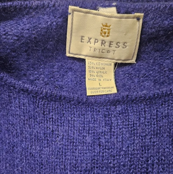 Vintage Express tricot Kid Mohair,Wool blend crop knit blouse size L - Picture 5 of 8
